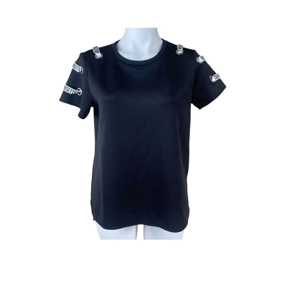 Project Runway Womens T-Shirt Black Trendsetter Short Sleeve Stretch Grommet XXL